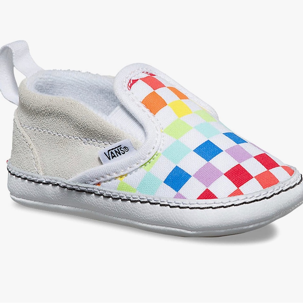 Vans Infant Slip-On V Crib (Checkerboard) Rainbow/True White Size 2
